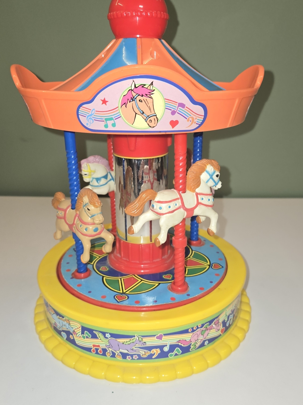 Vintage 1991 Redbox wind-up musical carousel toy in good condition